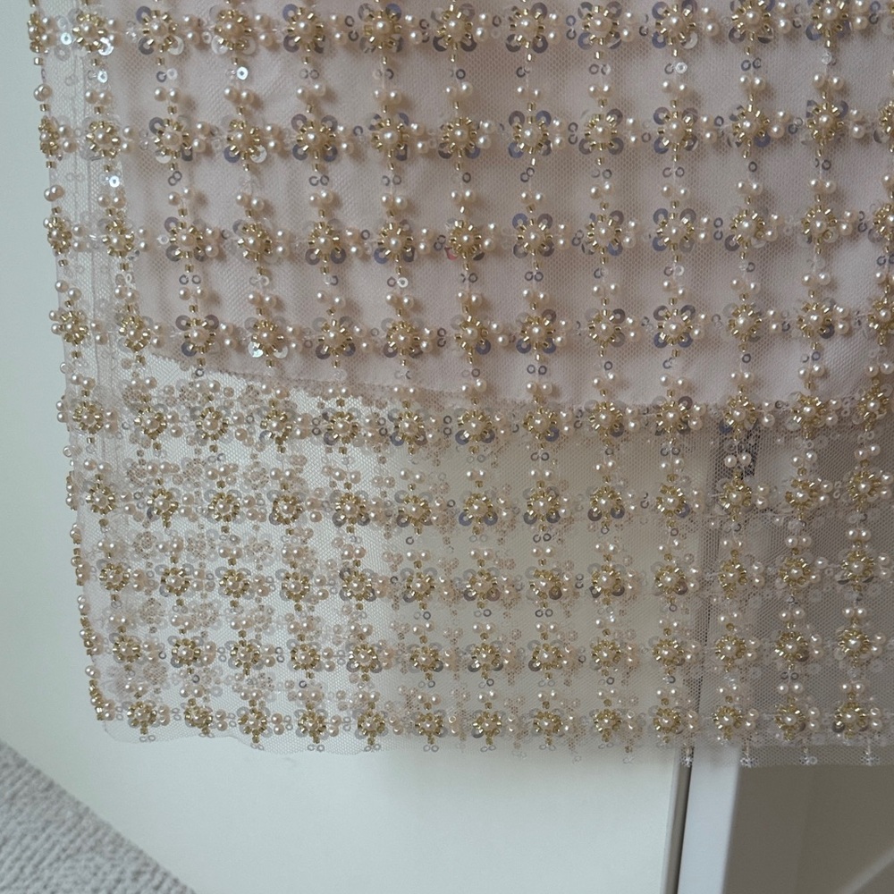 Embellished Beaded Pink Cream Pencil Skirt NwT - Picture 3 of 5
